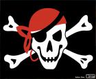 Jolly Roger пиратский флаг с черепом, два скрещенных костей и красную бандану